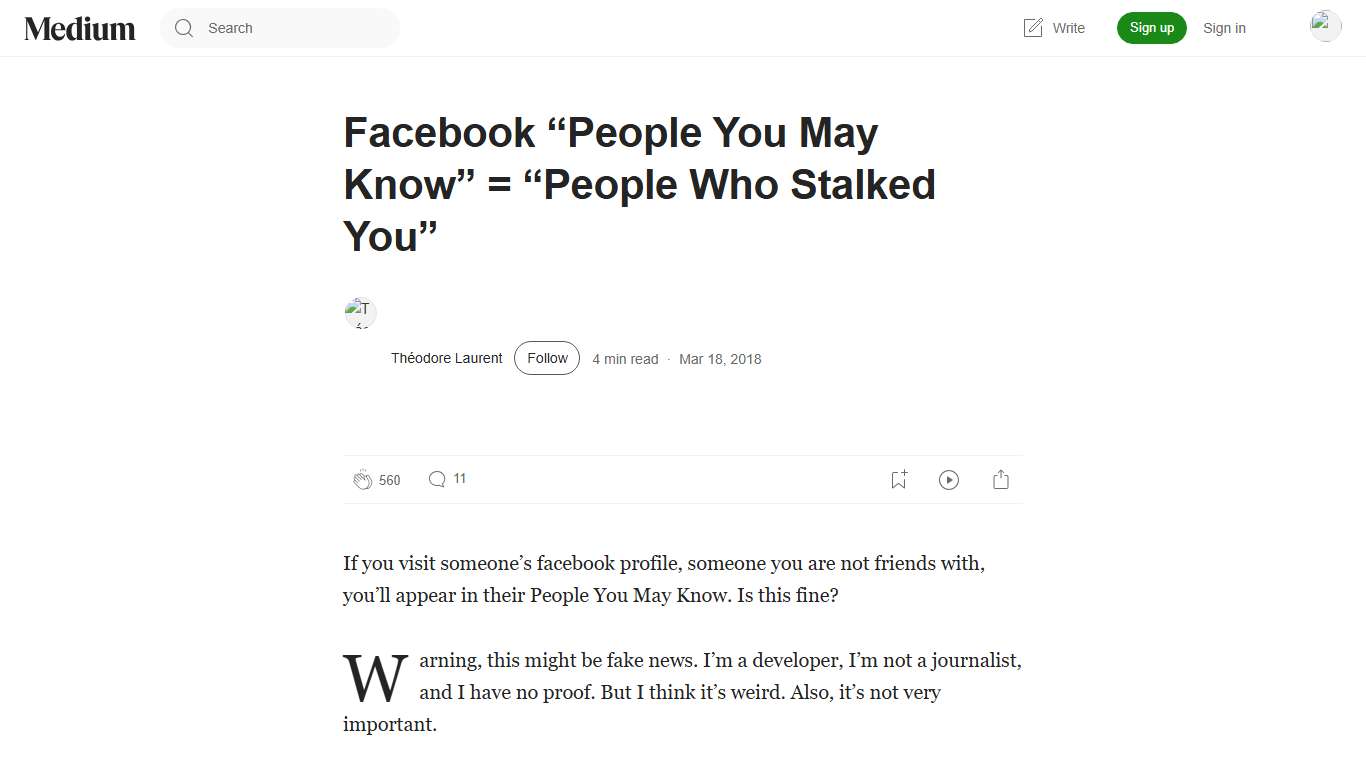 Facebook “People You May Know” = “People Who Stalked You” | by Théodore Laurent | Medium