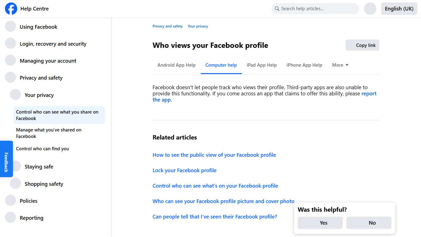 Who views your Facebook profile | Facebook Help Centre